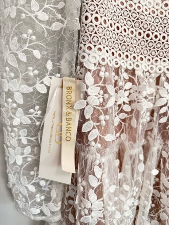 BRONX AND BANCO Megan Lace Long Sleeve Mini Dress | White | NWT - Picture 9 of 16